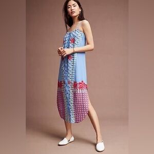 Lilka by Anthropologie Bright Estina Embroidered Midi Dress